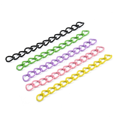 100Pcs Spray Painted Iron Curb Chain Extender CH-YW0002-02-1