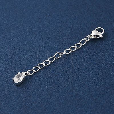 Brass Micro Pave Clear Cubic Zirconia Chain Extender KK-G491-52A-S-1