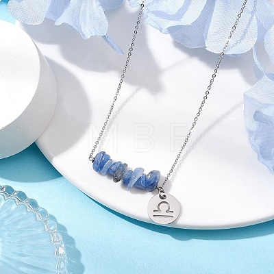 Natural Kyanite Chip & Constellation Pendant Necklaces NJEW-JN05084-07-1