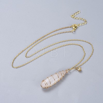 Natural Quartz Crystal Pendants Necklaces and Dangle Earrings Jewelry Sets SJEW-JS01026-1