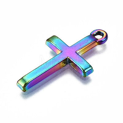 Rainbow Color Alloy Tiny Cross Charms PALLOY-S180-035-RS-1
