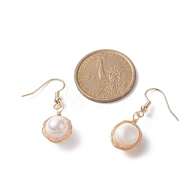 Natural Pearl Dangle Earrings EJEW-JE05167-01-1