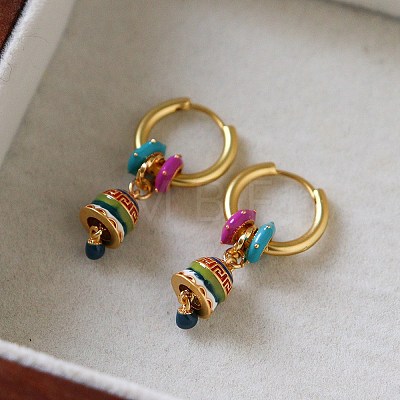 Brass Enamel Hoop Dangle Earrings WG1B0F0-01-1