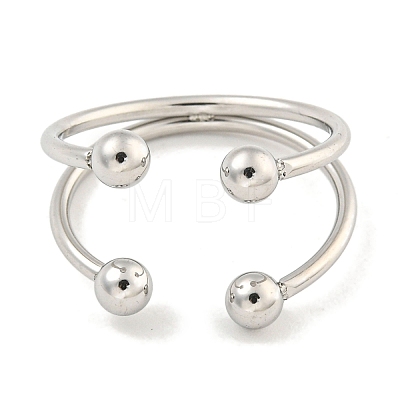 Non-Tarnish Round Ball 304 Stainless Steel Open Cuff Finger Rings for Women RJEW-P114-11P-1