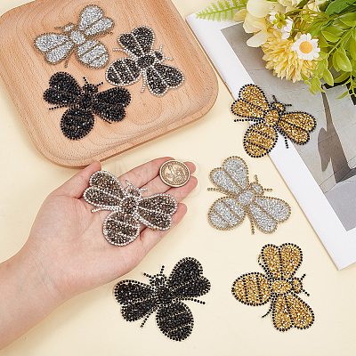 8Pcs 4 Colors Rhinestones Sew on/Iron on Patches DIY-GF0014-04-1