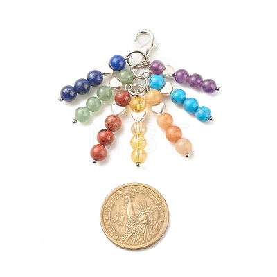 Chakra Theme Gemstone Beaded Tassel Pendant Decorations HJEW-JM00684-1