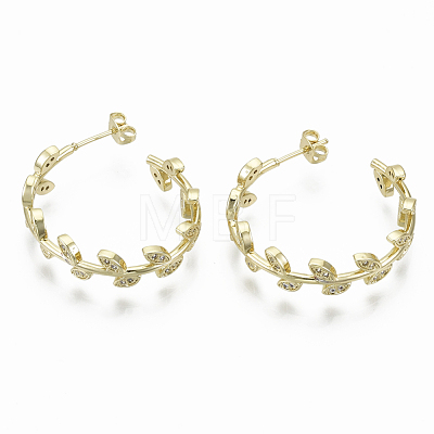 Brass Micro Pave Clear Cubic Zirconia Stud Earrings KK-R137-028-NF-1