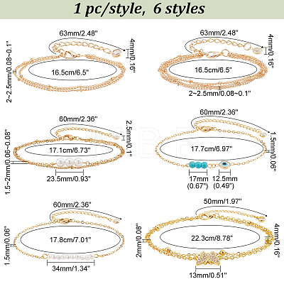   5Pcs 5 Style Alloy Satellite & Curb Chains Multi-strand Bracelets Set AJEW-PH0011-02-1