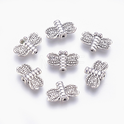 Tibetan Style Alloy Dragonfly Beads TIBEP-GC191-AS-NR-1