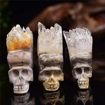 Natural Quartz Crystal Skull Display Decorations PW-WG44ED8-01-1
