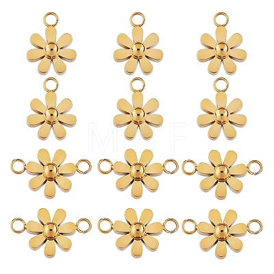 12Pcs 430 Stainless Steel Small Flower Connector Charms & Pendants JX240B-1