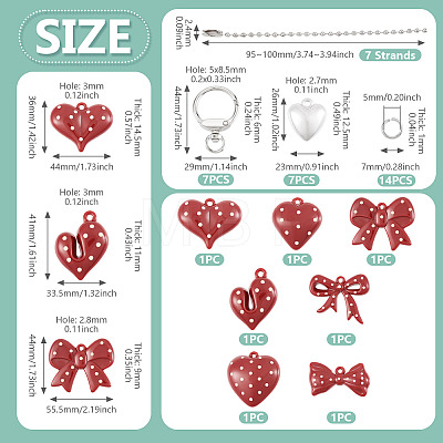 DIY Heart Bowknot Keychain Making Kits DIY-TA0015-61-1