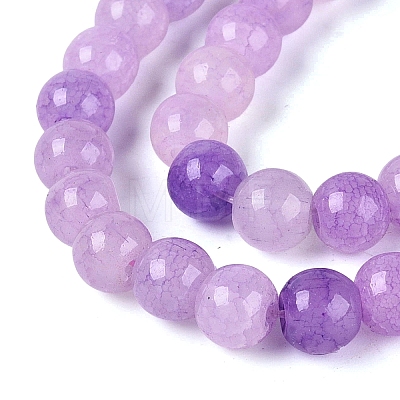 Ombre Effect Dyed Crackle Glass Beads Strands GLAA-Q106-01A-B06-1