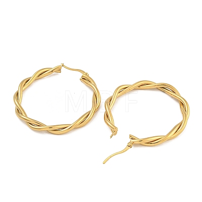 304 Stainless Steel Twist Ring Hoop Earrings for Women EJEW-U022-14G-1