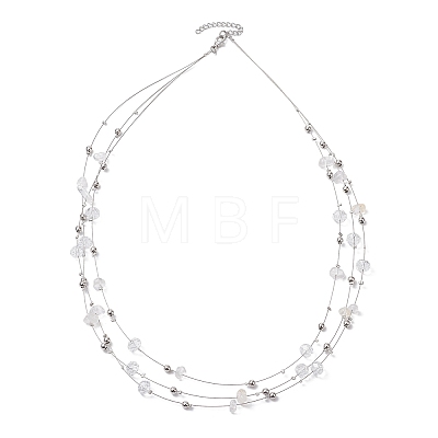 Natural Quartz Crystal 3 Layer Necklaces NJEW-JN05052-1