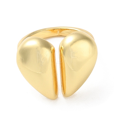 Rack Plating Heart Brass Open Cuff Ring for Women RJEW-A037-01G-1