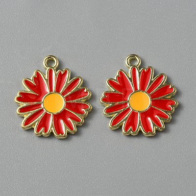 Light Gold Plated Alloy Enamel Pendants ENAM-WH0001-36LG-06-1