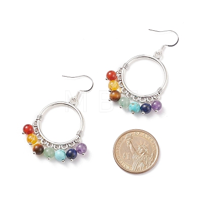 Natural & Synthetic Mixed Gemstone Chandelier Earrings EJEW-TA00105-1