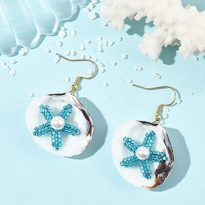 Natural Shell Dangle Earrings EJEW-MZ00754-1