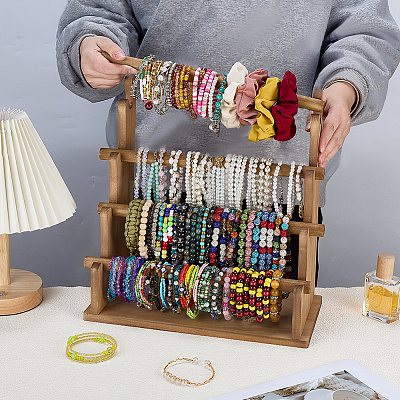 4-Tier Wood Bracelet Organizer Display Stands BDIS-WH0010-16B-1
