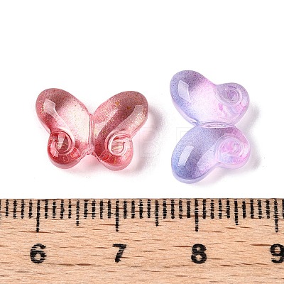 Gradient Color Baking Paint Transparent Glass Beads DGLA-N005-05-1