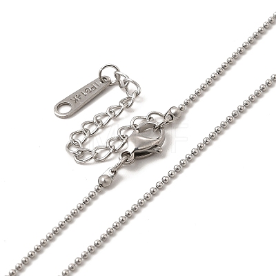 304 Stainless Steel Ball Chain Necklace for Women NJEW-G097-13P-1