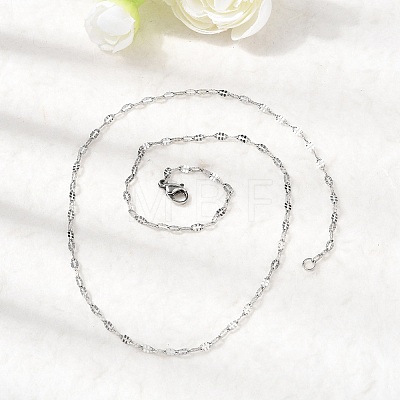 Tarnish Resistant 304 Stainless Steel Dapped Cable Chain Necklaces STAS-O053-03P-1