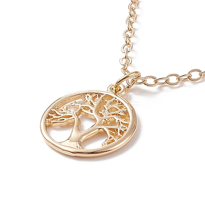 3Pcs 3 Style Natural Pearl & Tree of Life & Heart Pendant Necklaces Set NJEW-JN04005-1