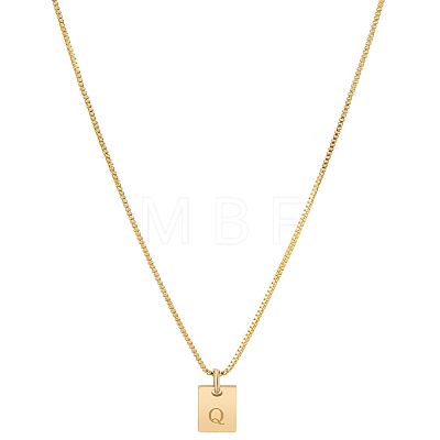 1Pc Stainless Steel Letter Rectangle Pendant Necklaces NJEW-LP0001-34Q-G-1