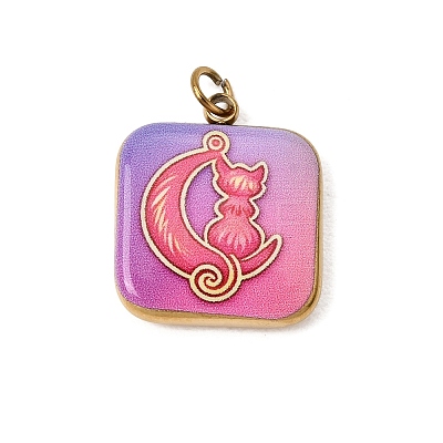 Printed 304 Stainless Steel Pendants SA-CBACFAA-07G-E-1