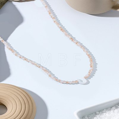 1Pc Glass Rondelle Beaded Necklaces NJEW-LP0007-23U-1