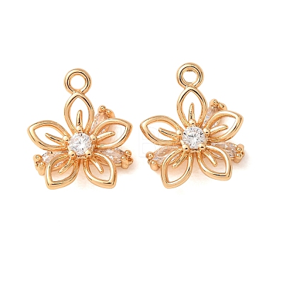 Brass Micro Pave Clear Cubic Zirconia Charms CU-CBAEC99-22G-1