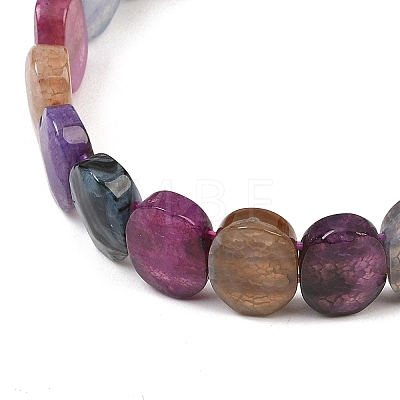 Dyed & Heated Natural Agate Oval Beaded Stretch Bracelet G-E010-01-19-1