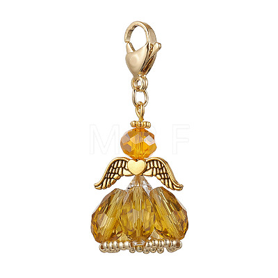 Angel Glass Beaded & Alloy Pendant Decorations HJEW-MZ00190-01-1