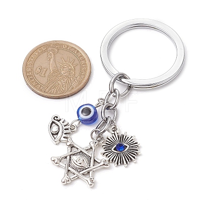 Resin & Tibetan Style Alloy Keychains KEYC-JKC00780-01-1