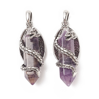 Natural Amethyst Pointed Pendants G-C051-01I-1