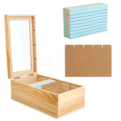 1Pc 4 Grids Rectangle Wood Food Card Storagge Boxes with Visible Window AJEW-DC0003-95-1