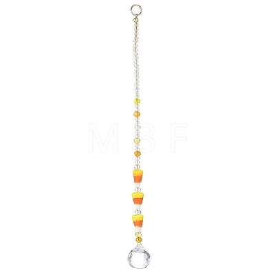 Halloween Handmade Lampwork Candy Corn Bead Suncatcher HJEW-JM05020-1