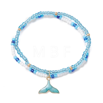 Ocean Alloy Charm Bracelets BJEW-MZ00338-02-1