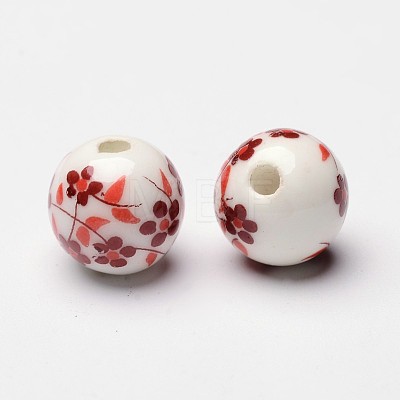 Handmade Printed Porcelain Beads X-CF188Y-1