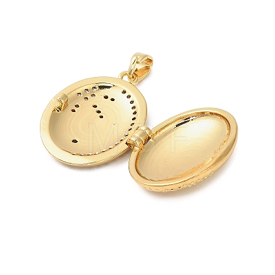 Brass Micro Pave Clear Cubic Zirconia Locket Pendants X-KK-P329-03G-1
