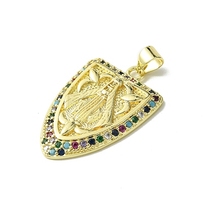 Real 18K Gold Plated Brass Micro Pave Cubic Zirconia Pendants KK-H472-15G-01-1