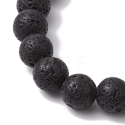 Natural Lava Rock Beaded Stretch Bracelets BJEW-JB11000-02-1