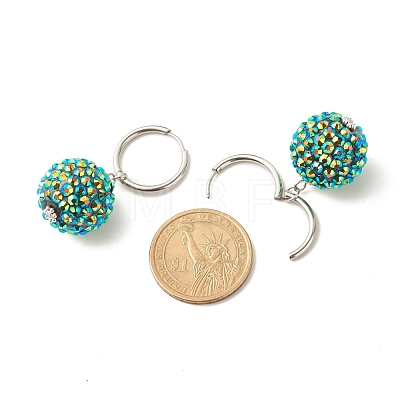 Sparkling Rhinestone Ball Dangle Hoop Earrings EJEW-JE04813-1