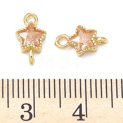 Brass Pave Cubic Zirconia Star Connector Charms KK-P348-08G-04-1