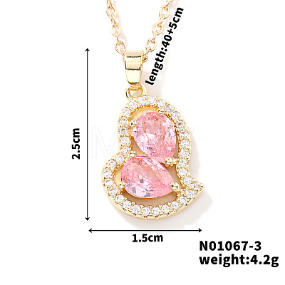 Elegant and Unique Style Brass & Glass Lock Collar Heart Pendant Necklaces for Women FN1868-3-1