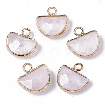 Natural Rose Quartz Semi Circle Pendants G-Q965-11-1