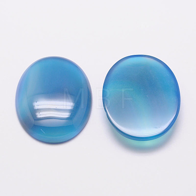 Dyed Oval Natural Blue Agate Cabochons G-K020-25x18mm-08-1