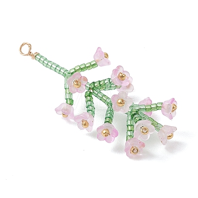 Glass Seed Beaded Flower Big Pendants PALLOY-MZ01184-03-1