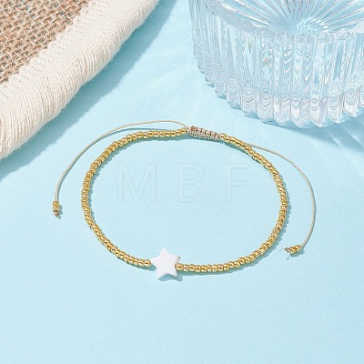 Natural Pearl & Seed Braided Bead Bracelets BJEW-JB09722-03-1